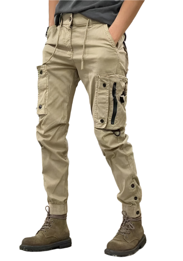 Calvin - Pantalon cargo pour homme avec jambes coniques et design à poches multiples