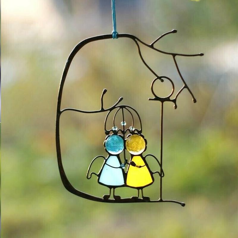 RomanticCharm - Ornements en verre colorés pour couples fins