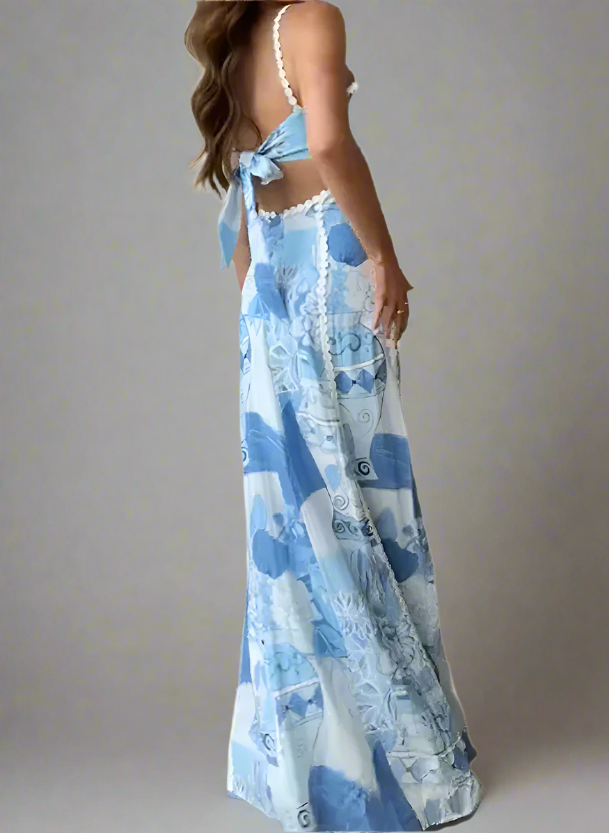 Ritchel - Robe maxi à bretelles spaghetti imprimée avec décolleté carré