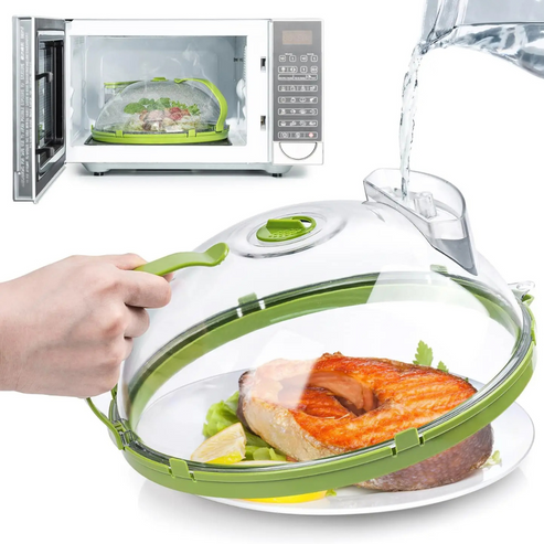 FlexiSteam - Couvercle de micro-ondes ajustable et couvercle de cuiseur à vapeur