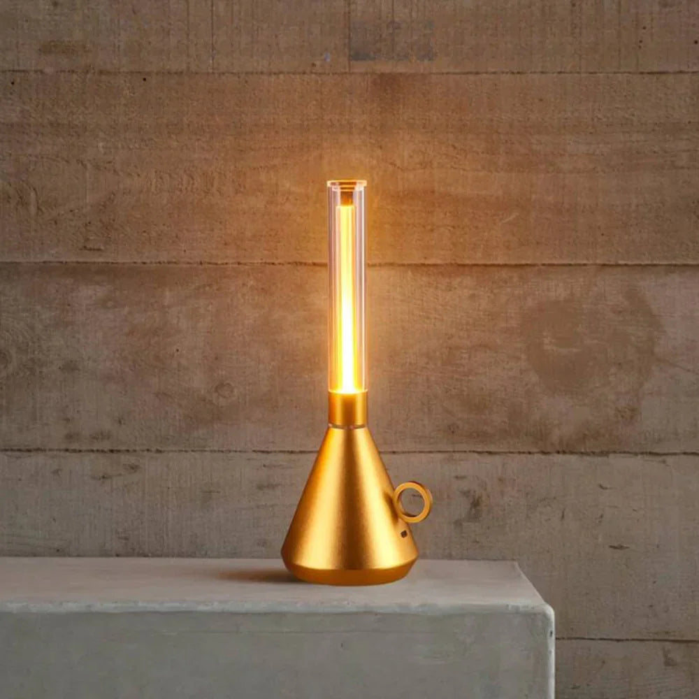 LumiCone - Lampe de table LED moderne avec tube transparent et base conique