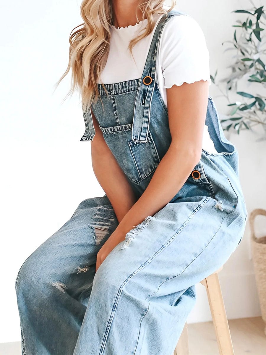 Salopette en denim sans manches loose Olivia