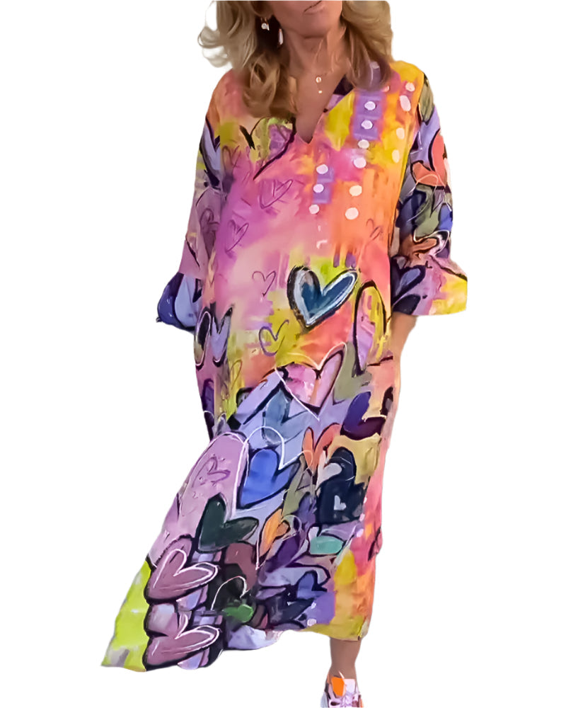 Clarice - Robe longue à imprimé graffiti artistique