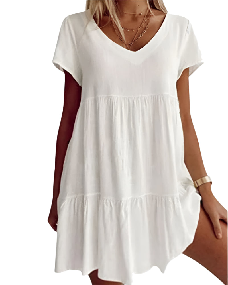 Hanna - Mini-robe à volants et manches courtes