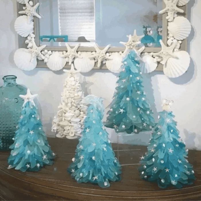 Sérénité Côtière : Arbre de Noël en Verre Artisanal Unique