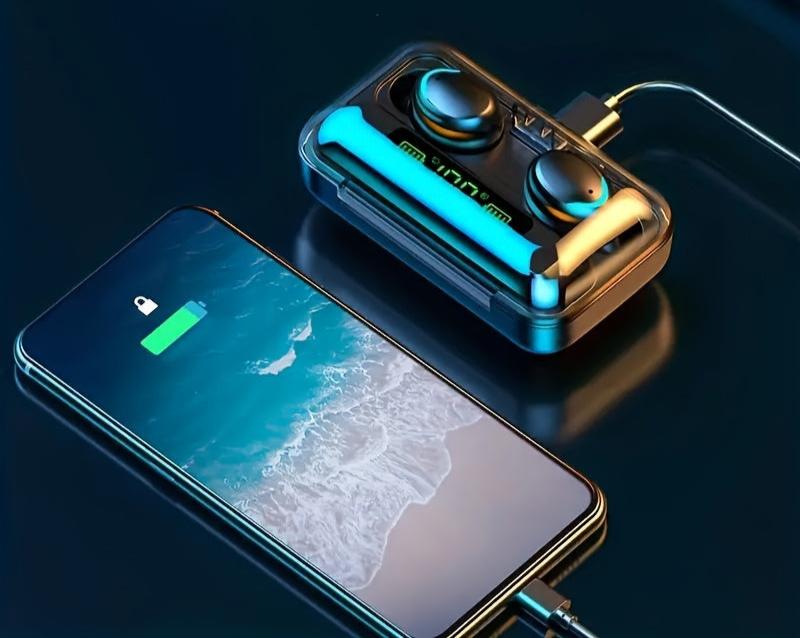 Écouteurs sans fil F9 TWS : Son stéréo Hi-Fi et étui de chargement LED