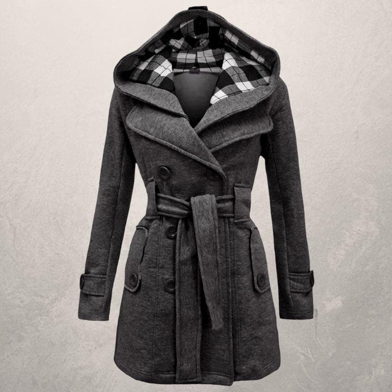 Emily - Manteau avec capuche, ceinture et boutons