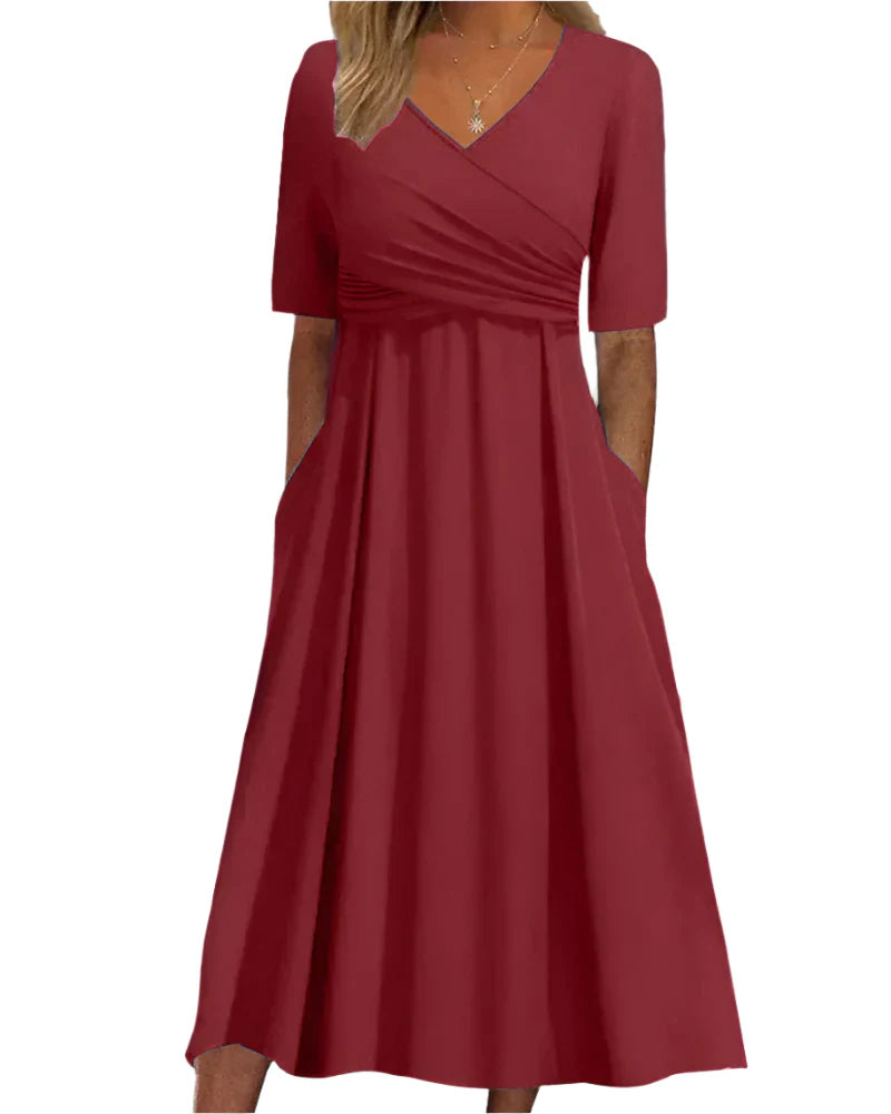 Marisha - Robe midi à manches avec poches