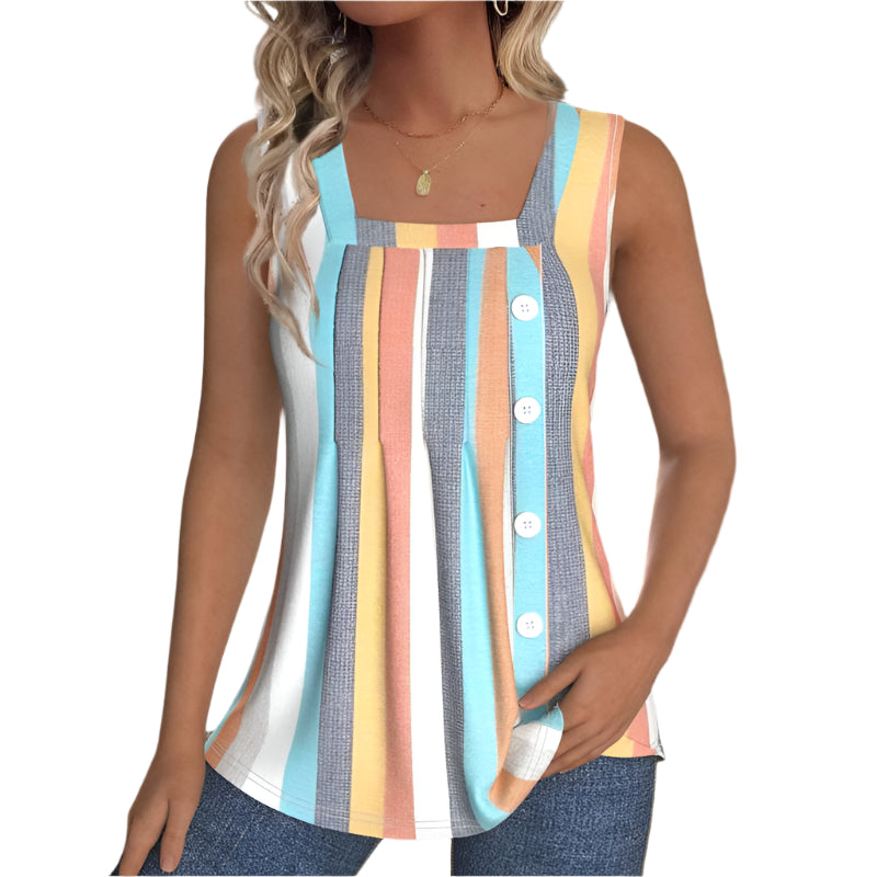 Decerie - Blouse sans manches rayée en pastel