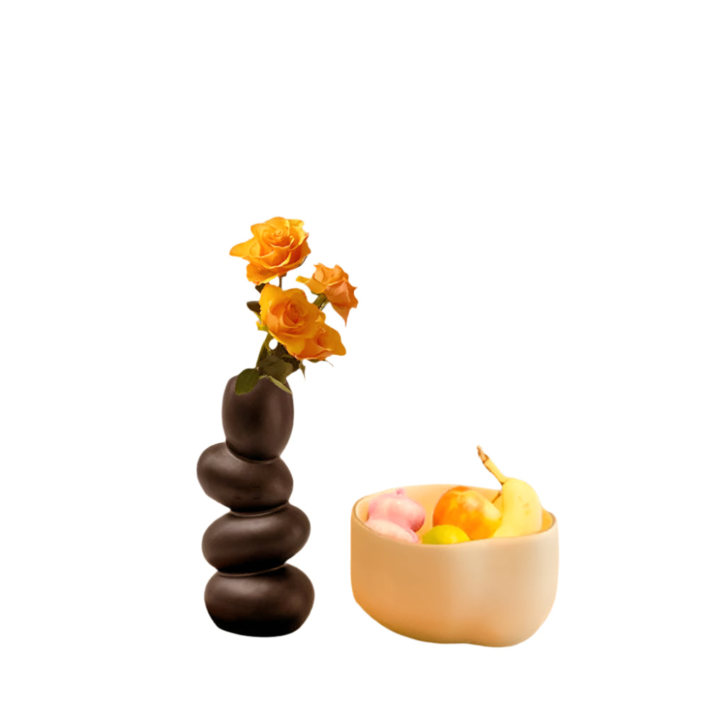 Vase en céramique ovoïde OvaForm - Décoration moderne en forme d'œuf pour centre de table