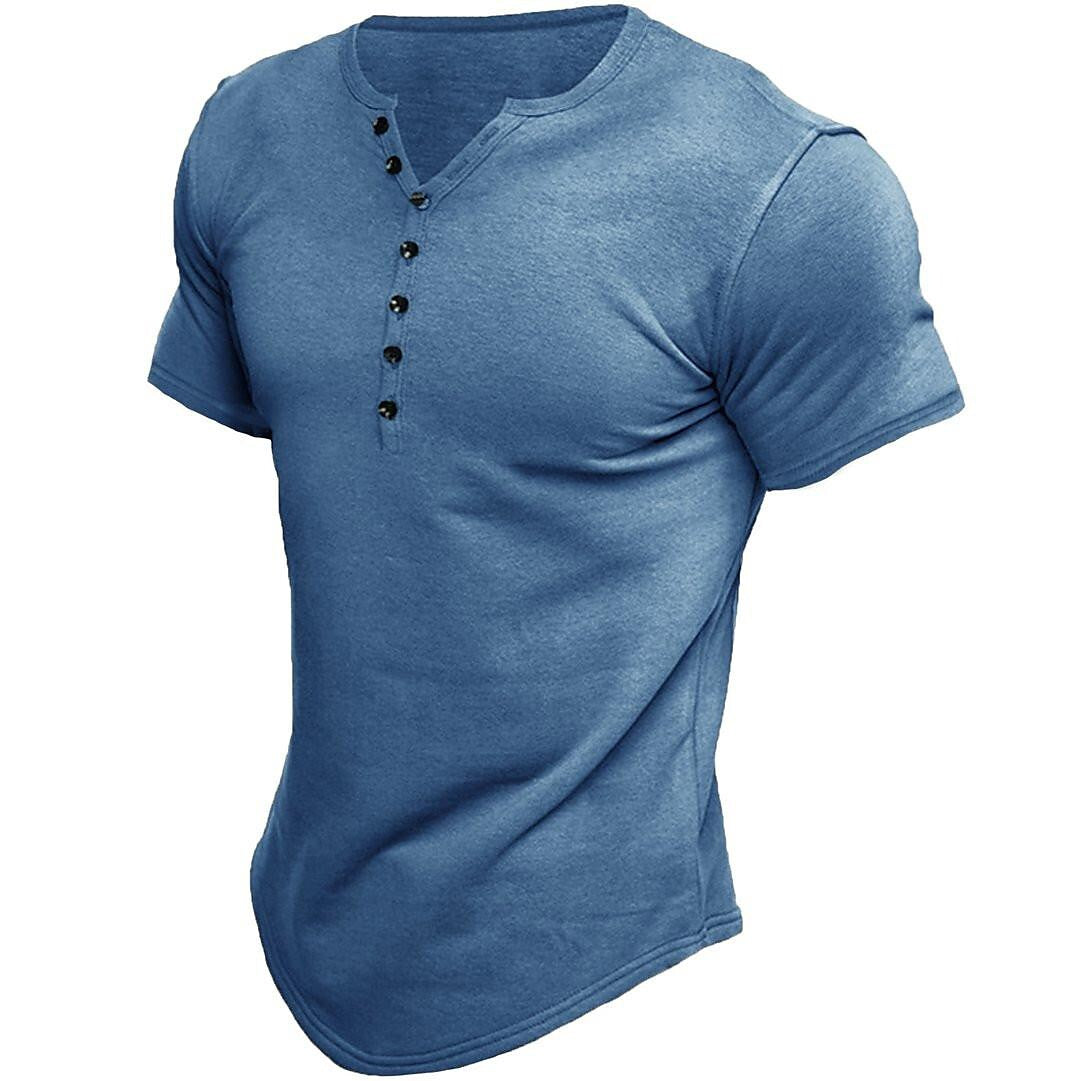 Le millésime de Jen | T-shirt Henley pour hommes à manches courtes et design de couleur unie