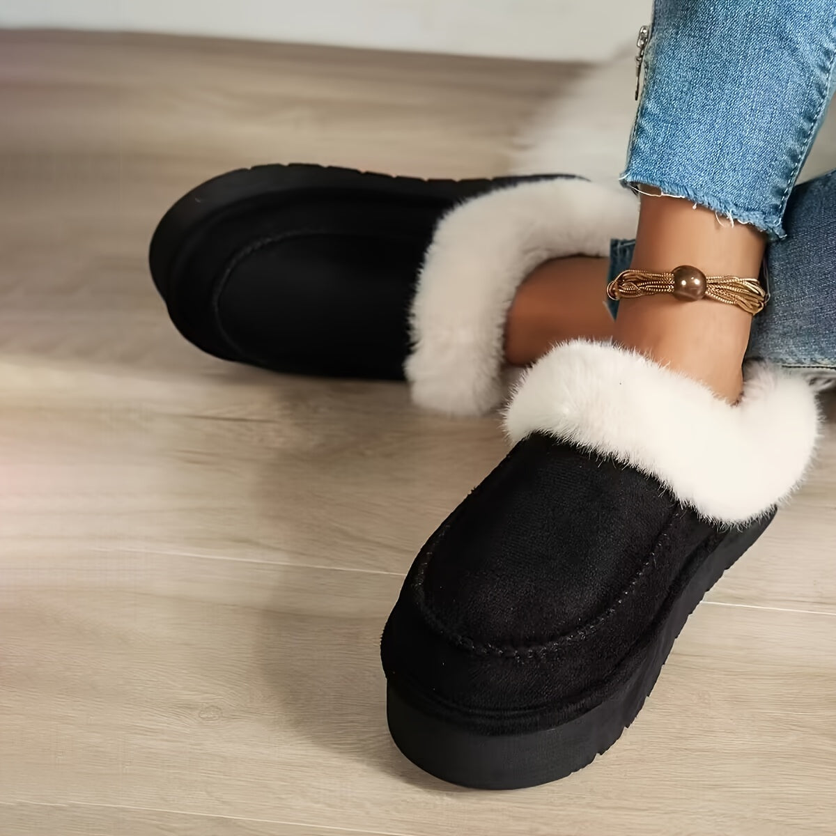 Sara - Chaussons en peluche fuzzy de luxe