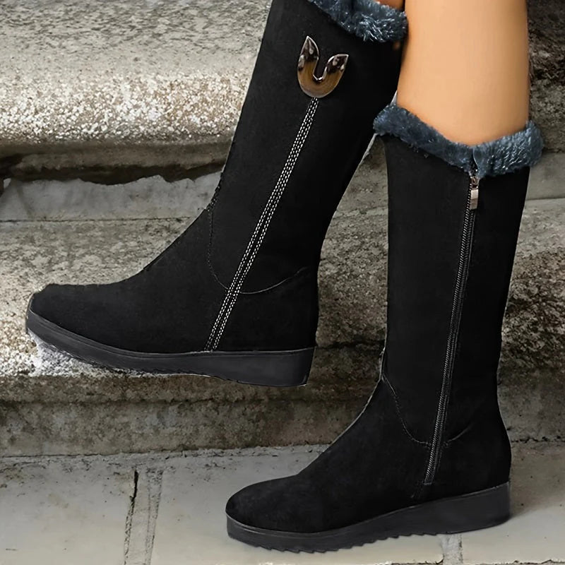 Bottes Kelly à fermeture éclair au milieu du mollet