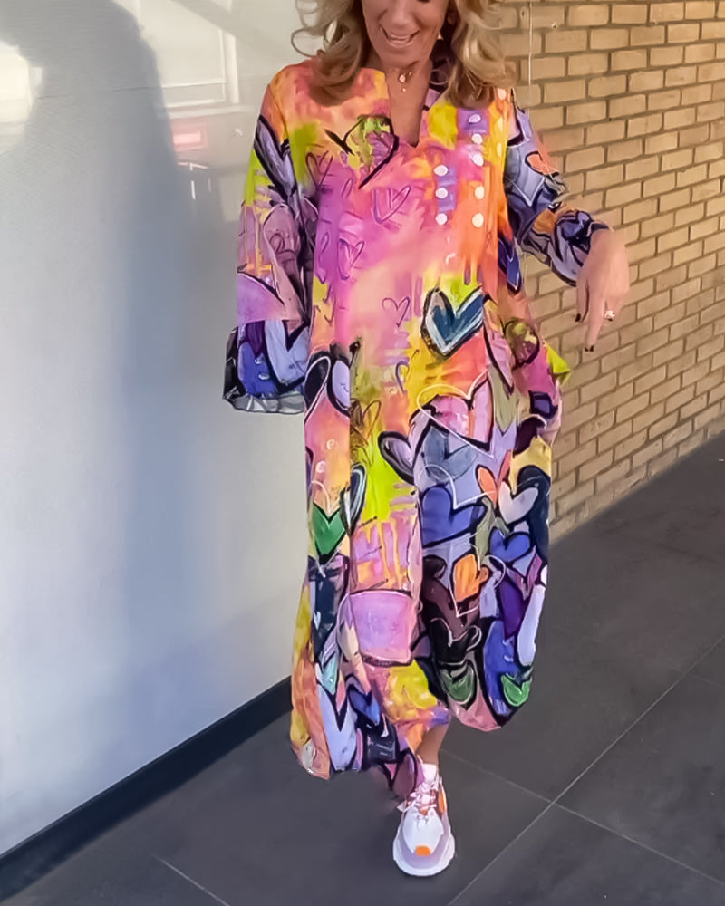 Clarice - Robe longue à imprimé graffiti artistique