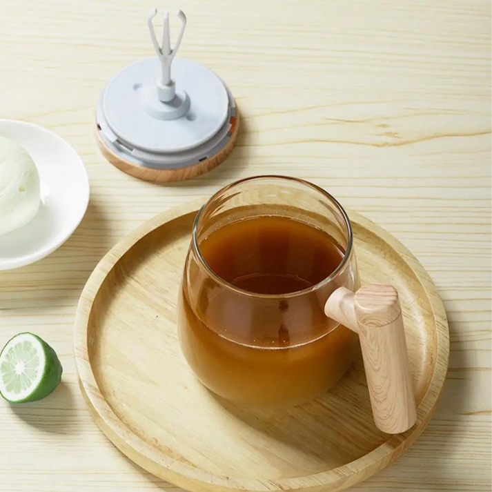 WhirlBrew - Tasse en verre avec poignée en bois