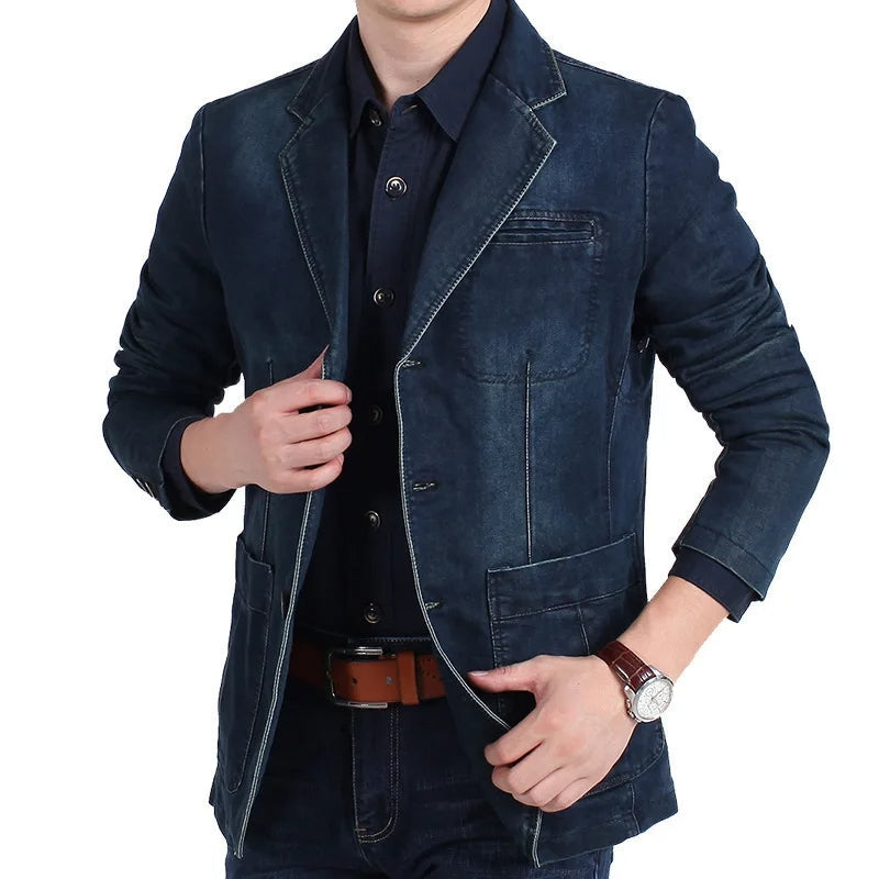 Mads- Classique Veste Pour Homme à Manches Longues avec Col Revers et Fermeture à Boutons