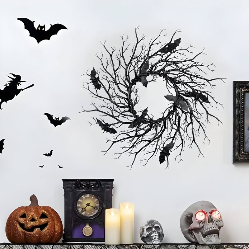 Couronne d'Halloween LED SpiderSpook – Décoration de vampires et d'araignées pour portes et fenêtres