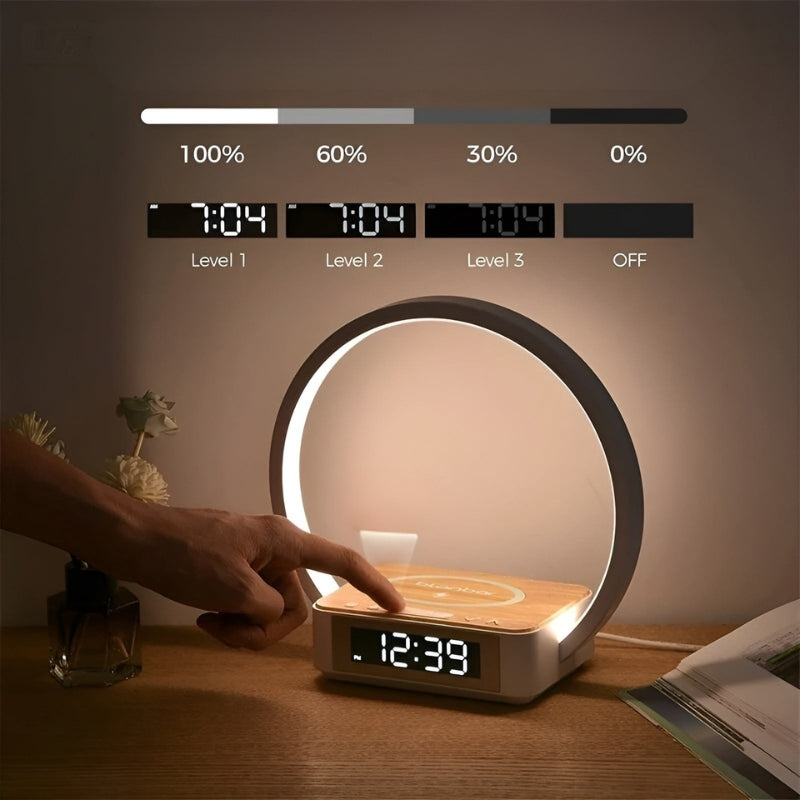LumaDock - Lampe de bureau intelligente avec chargement sans fil et réveil