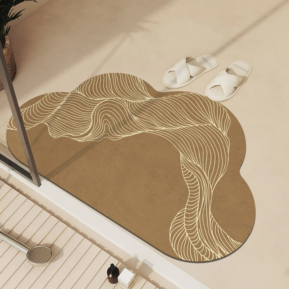 CloudWave - Tapis de sol décoratif à lignes ondulées abstraites