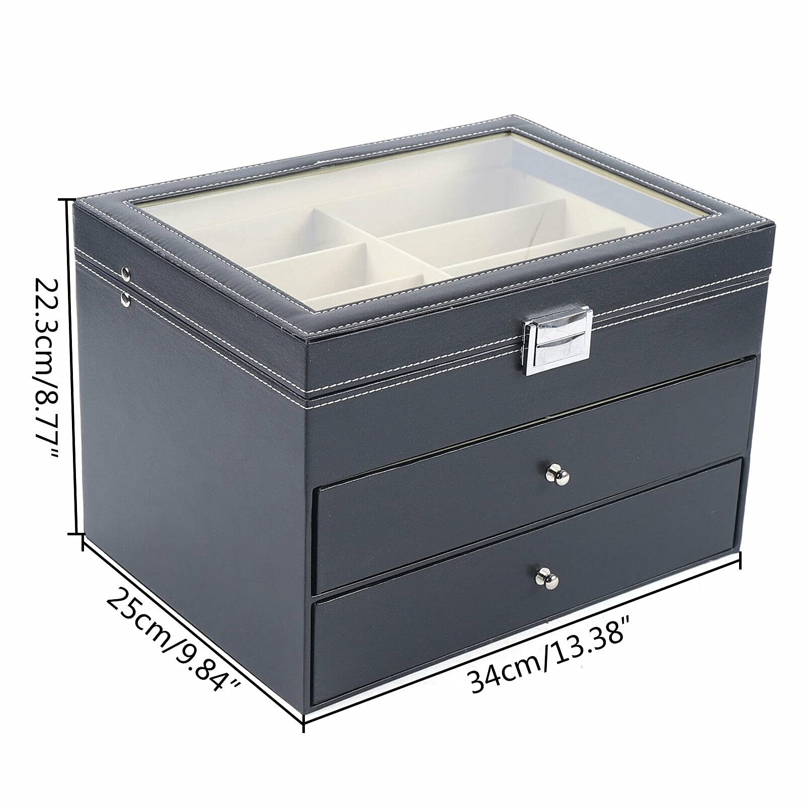 LumeStor Boîte de Rangement – Design Élégant à 3 Niveaux avec Compartiments Clairs