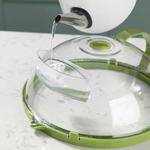 FlexiSteam - Couvercle de micro-ondes ajustable et couvercle de cuiseur à vapeur