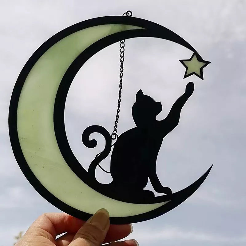 Lampe MysticPaws Chat et Demi-Lune – Lumière Ambiance Magique pour une Décoration Conviviale