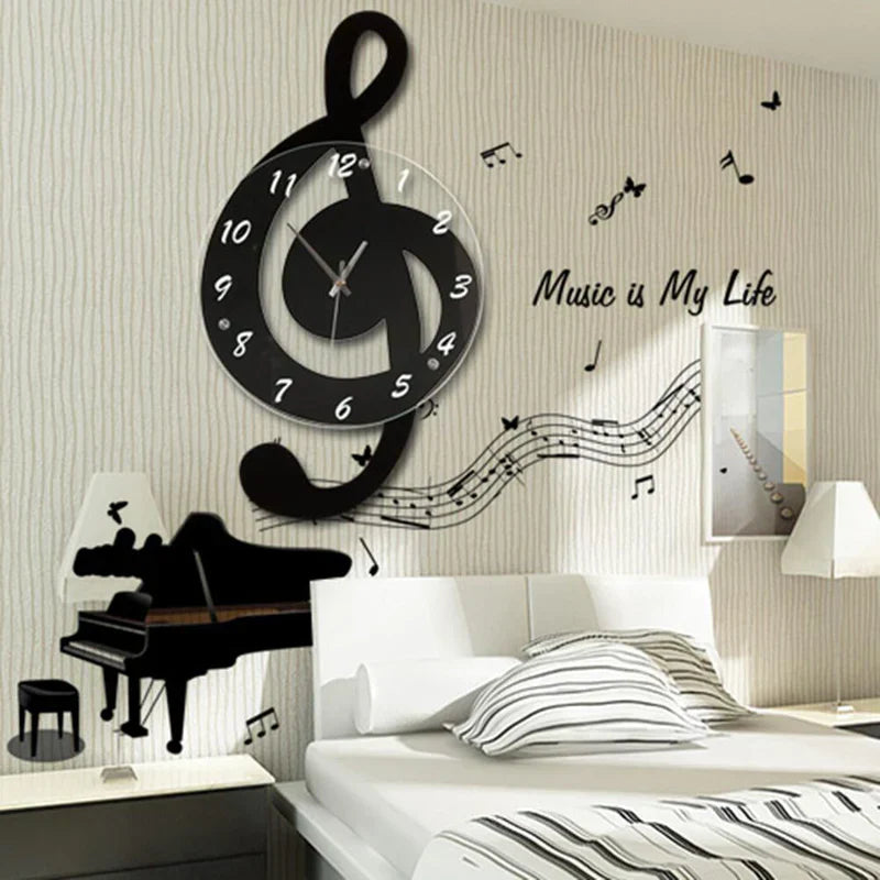 Horloge Murale Artistique MelodyTime – Design de clé de sol musical pour un intérieur moderne