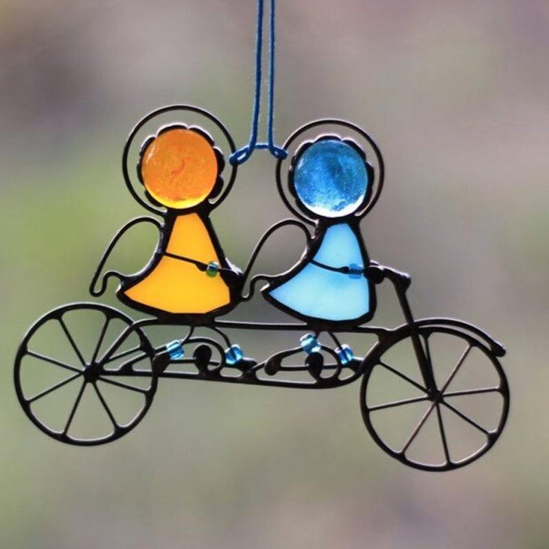 RomanticCharm - Ornements en verre colorés pour couples fins