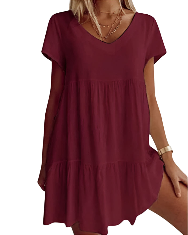 Hanna - Mini-robe à volants et manches courtes