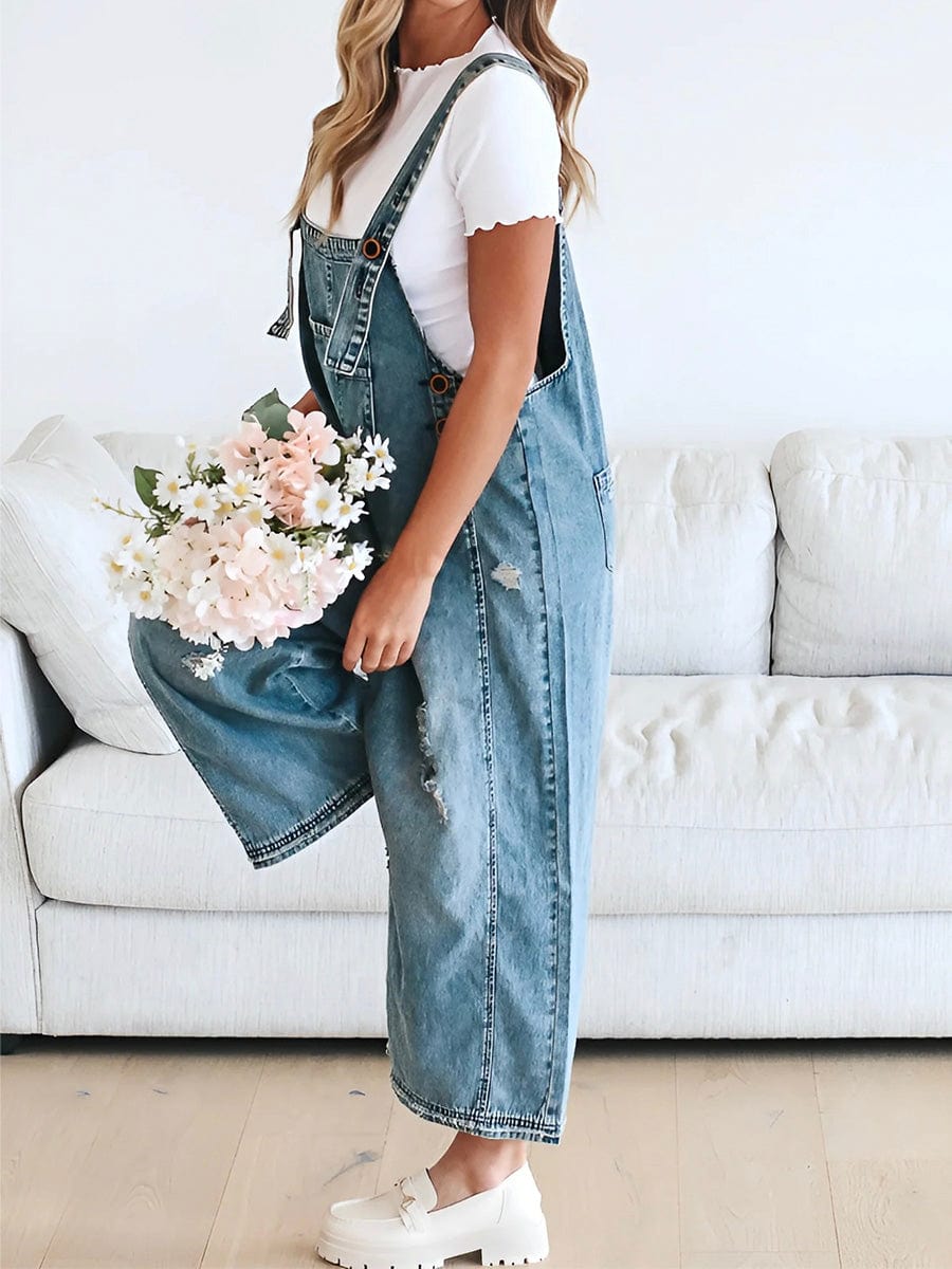 Salopette en denim sans manches loose Olivia
