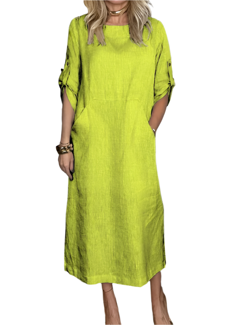 Robe d'été Selina Let pour femmes – Élégante robe unie en coton