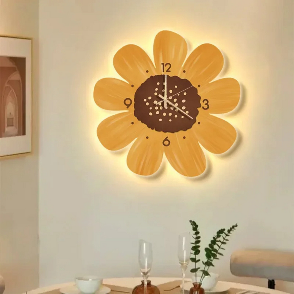 BloomGlow - Horloge de fleurs murale avec éclairage LED doux