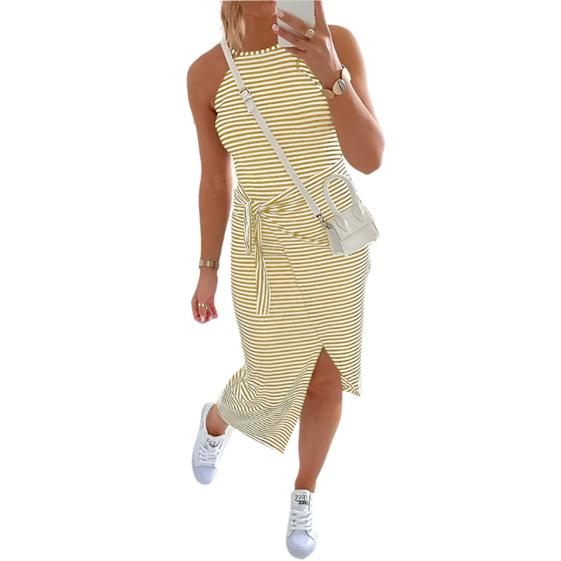 Bella - Robe rayée en velours