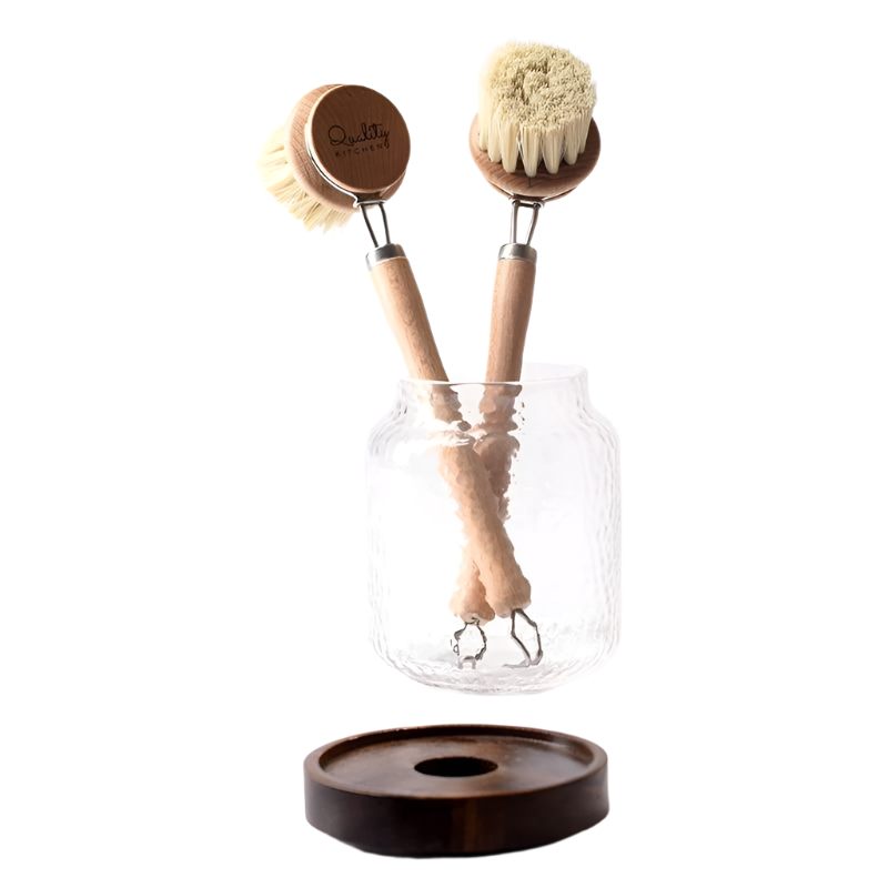 Brosse à vaisselle durable ScrubNest avec manche rond court
