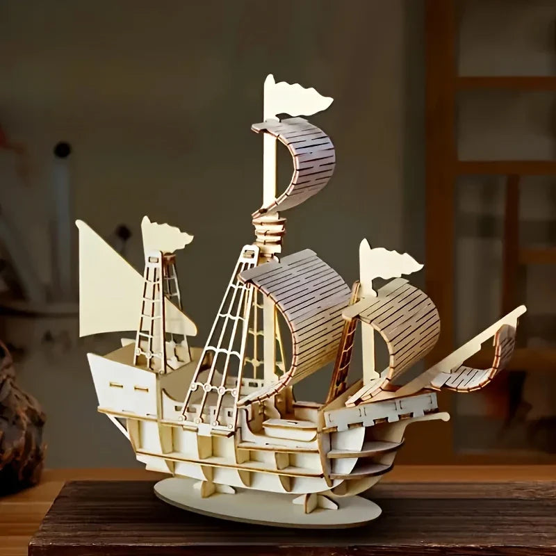 SailCraft 3D DIY Modèle de Puzzle de Bateau en Bois à Monter Soi-Même – Ensemble de Décoration pour la Maison et le Bureau
