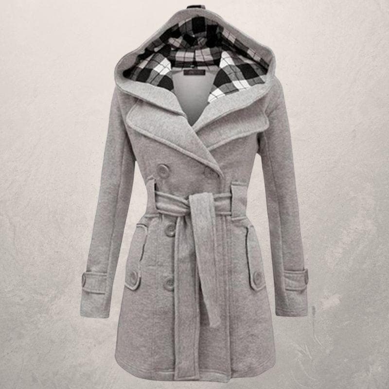 Emily - Manteau avec capuche, ceinture et boutons