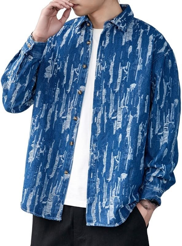 Kenneth - Chemise à manches longues avec des coups de pinceau artistiques pour hommes