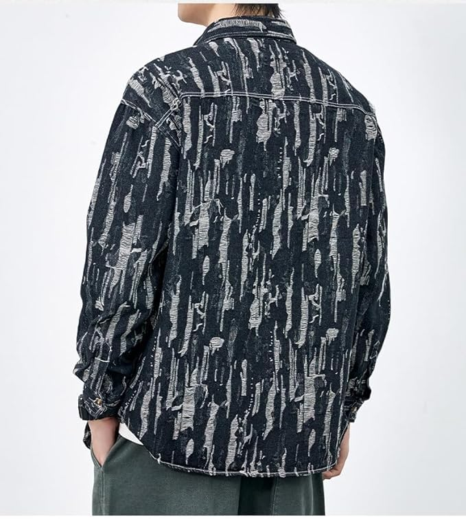 Kenneth - Chemise à manches longues avec des coups de pinceau artistiques pour hommes