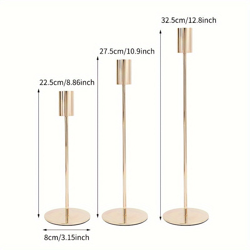 ElegantGleam | Support de bougie en métal à 3 pièces pour table