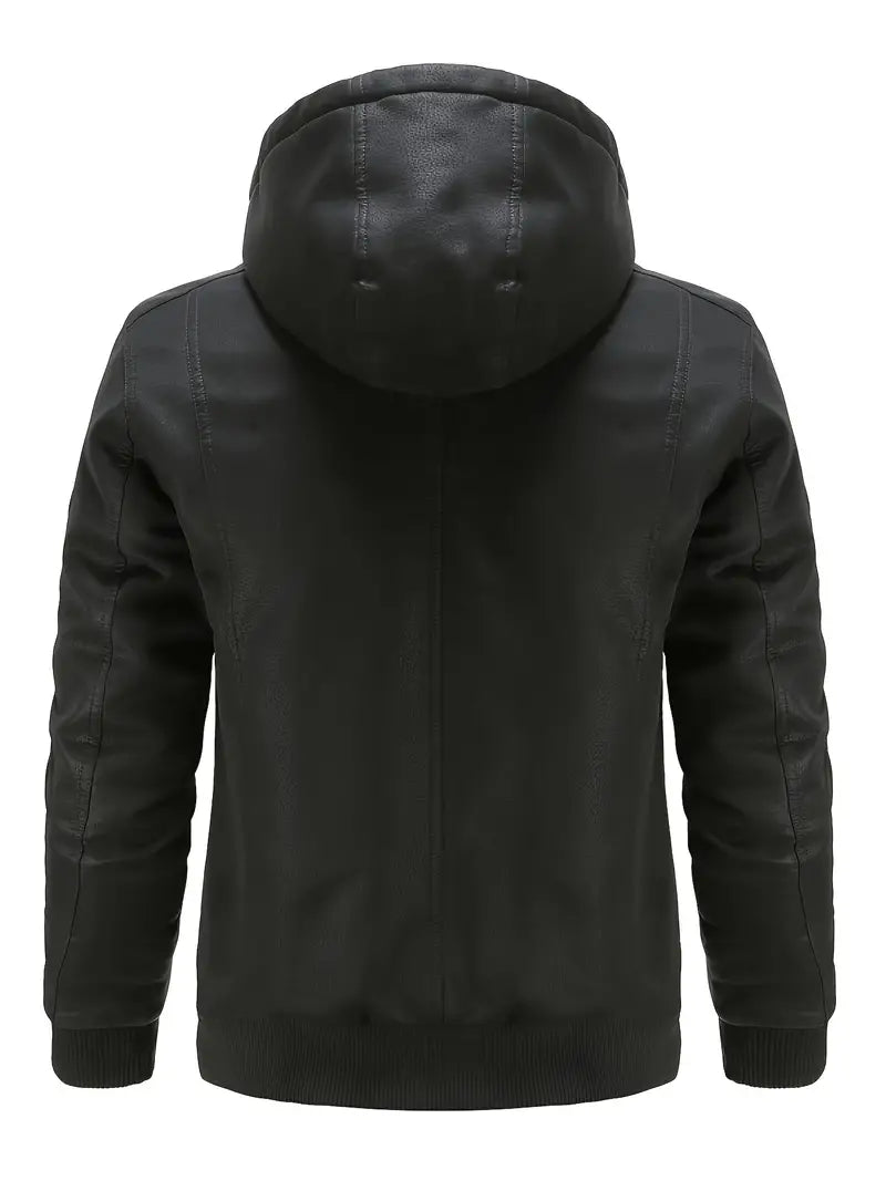 Veste à capuche en simili cuir pour hommes Peter