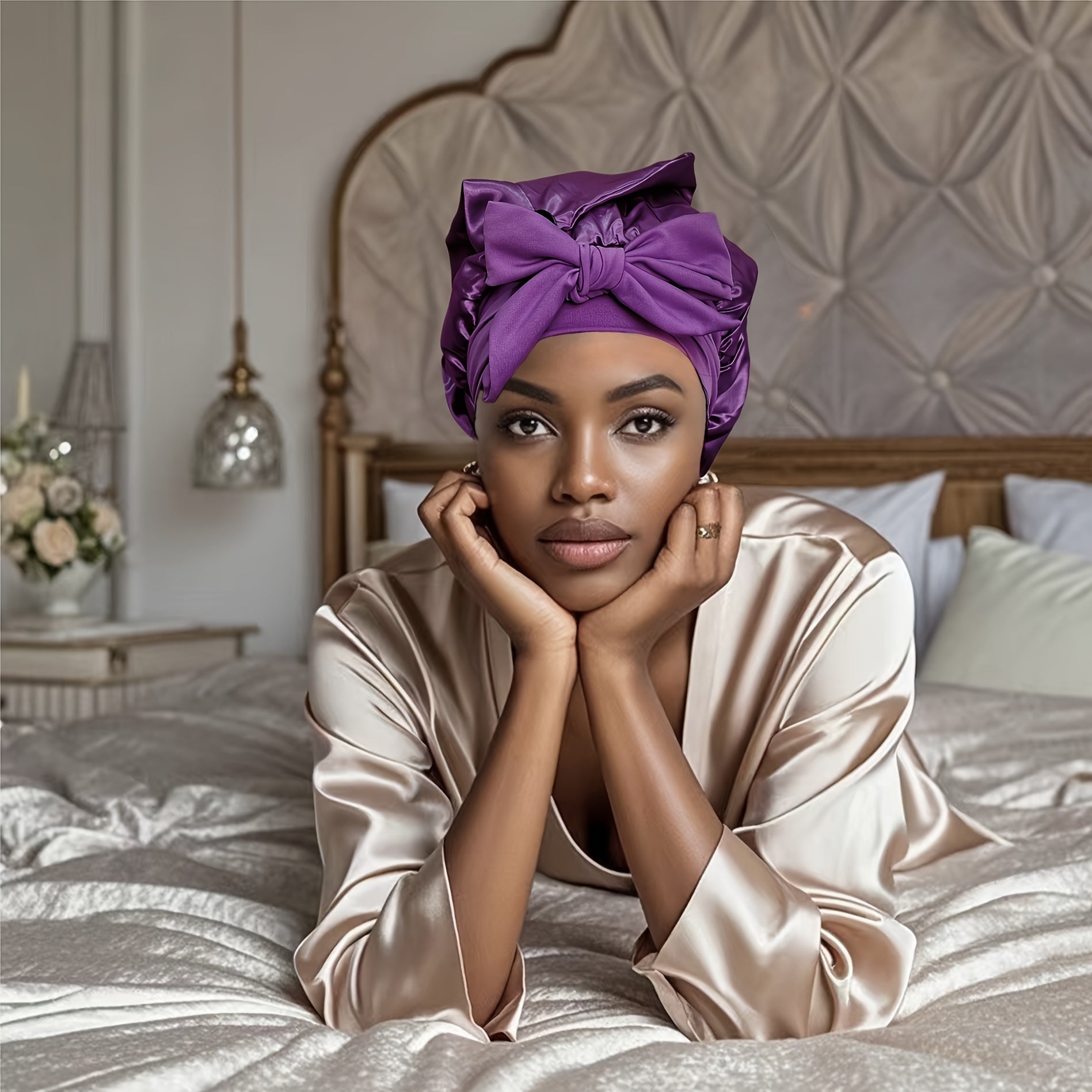 Bonnet de nuit en satin luxueux Isabelle
