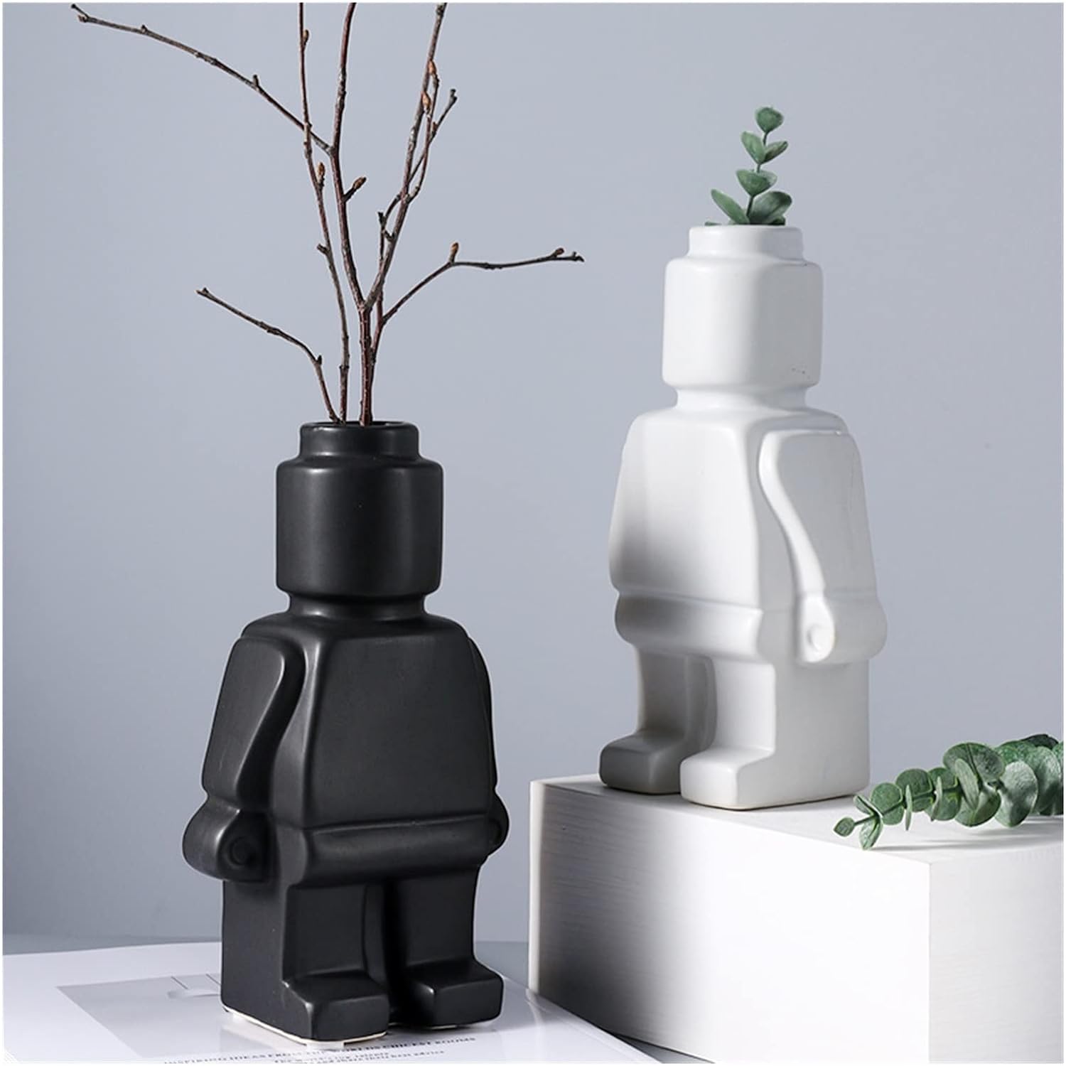 RoboBloom Pots de Fleurs Robot Modernes – Décoration Unique pour Votre Maison