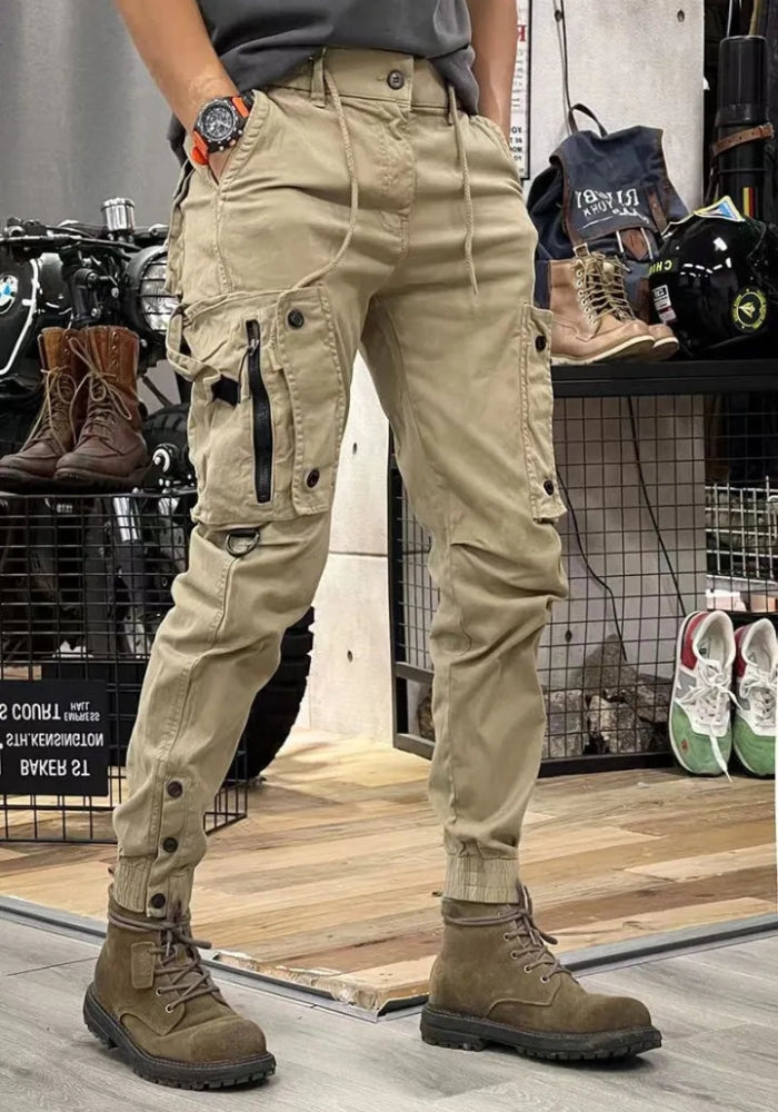 Calvin - Pantalon cargo pour homme avec jambes coniques et design à poches multiples