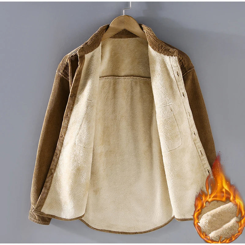 Mikkel – Chemise décontractée en velours côtelé à manches longues avec poches