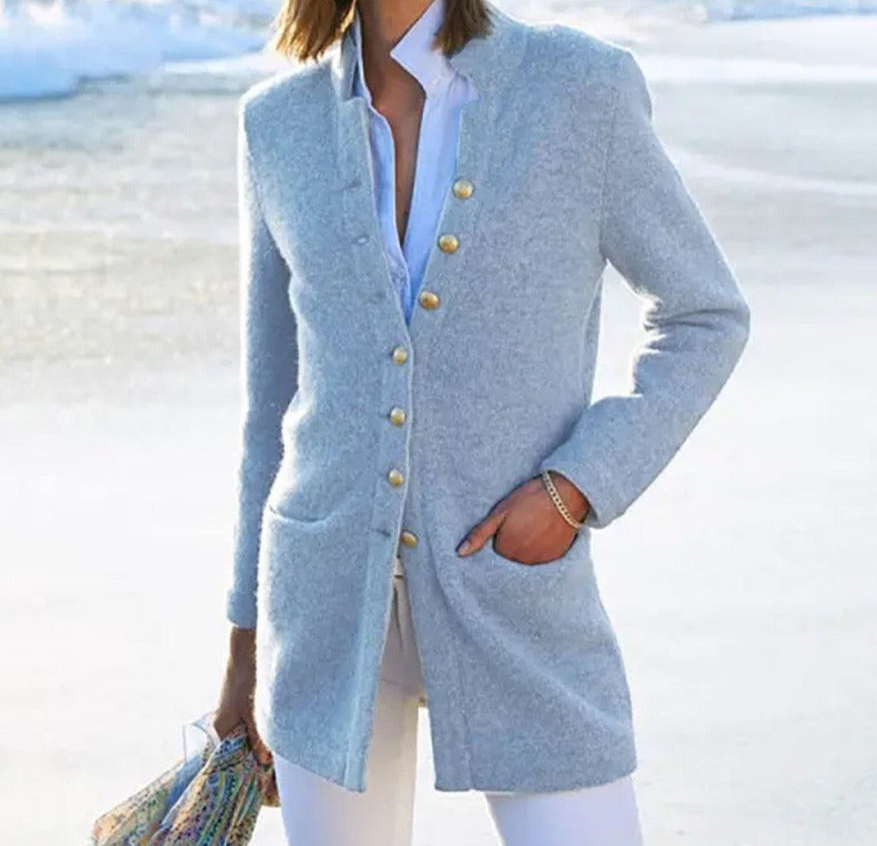 Tendance d'automne® Pull Bleu Léger à Manches Longues