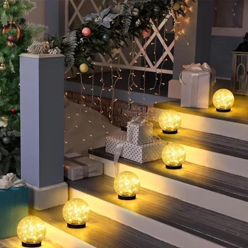 LumaGlow - Lampes de jardin solaires avec boules en verre crépitantes