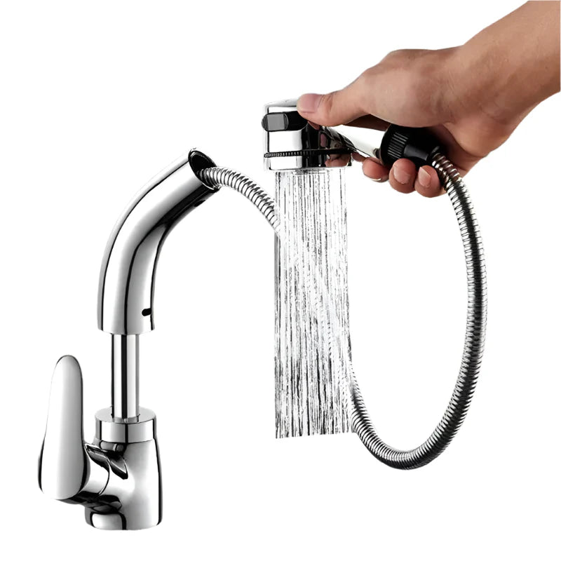 FlexiStream - Robinet de cuisine extensible avec rotation à 360° et installation facile