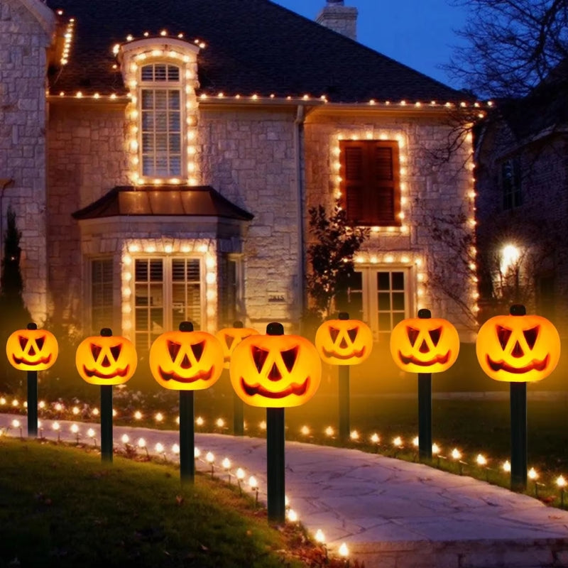 Ensemble de lumières extérieures solaires Halloween PumpkinGlow – Décoration LED de citrouille alimentée par énergie solaire