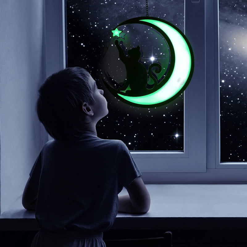 Lampe MysticPaws Chat et Demi-Lune – Lumière Ambiance Magique pour une Décoration Conviviale