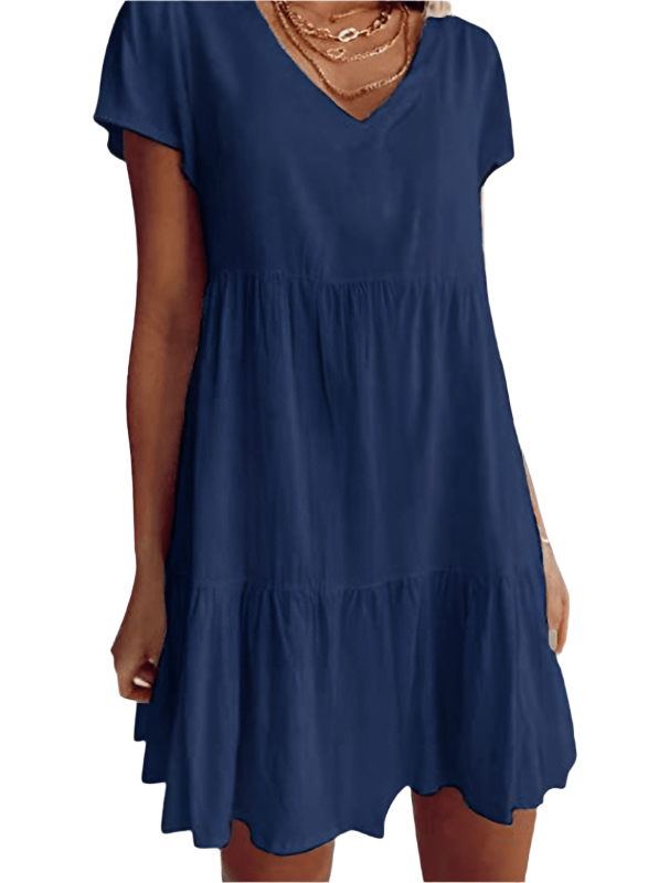 Minnie - Robe courte à manches courtes avec décolleté en V décontractée